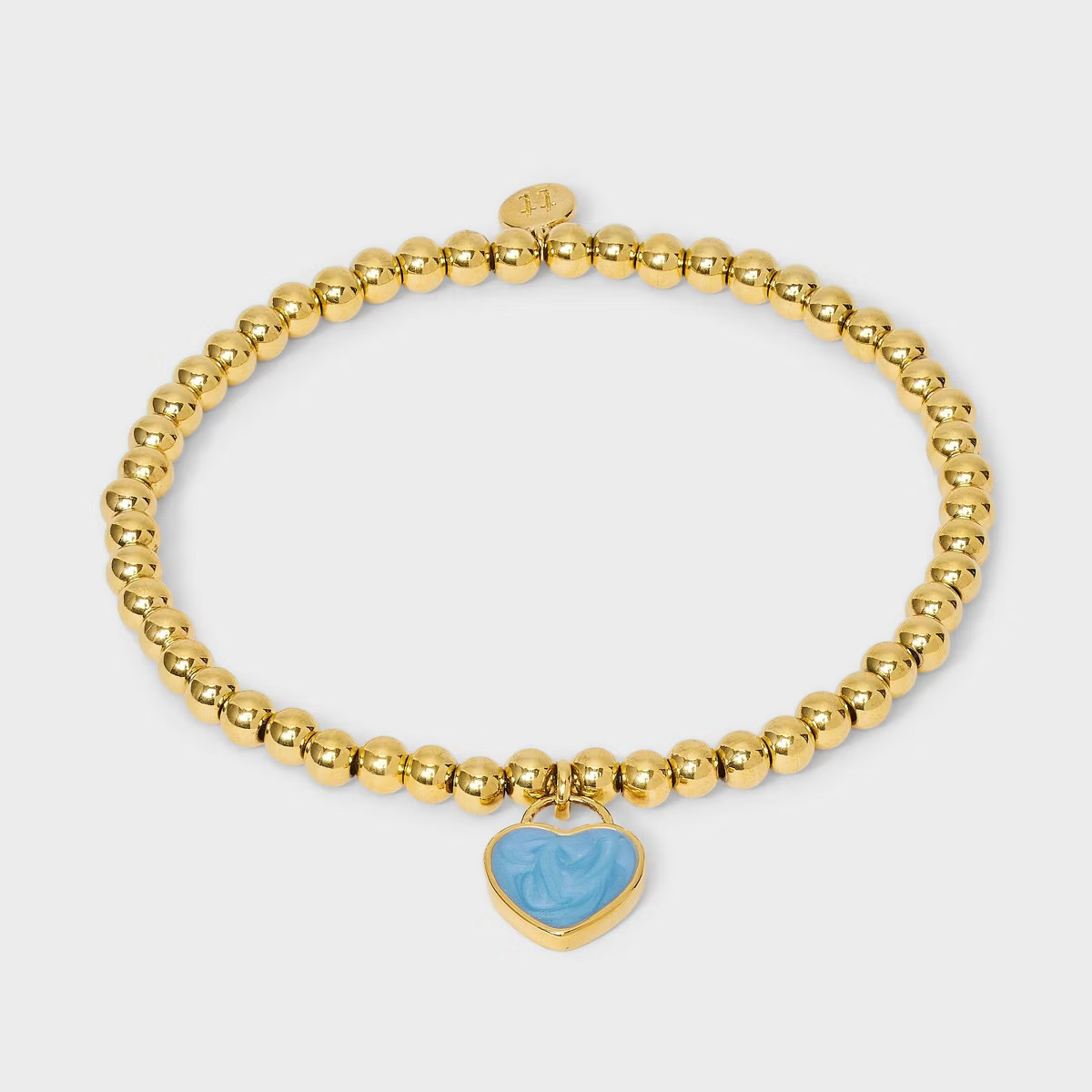 Tiny Tags 14K Gold Ion Plated with Blue Swirl Enamel "Boy Mama" Beaded Stretch Bracelet - Gold/Bl... | Target
