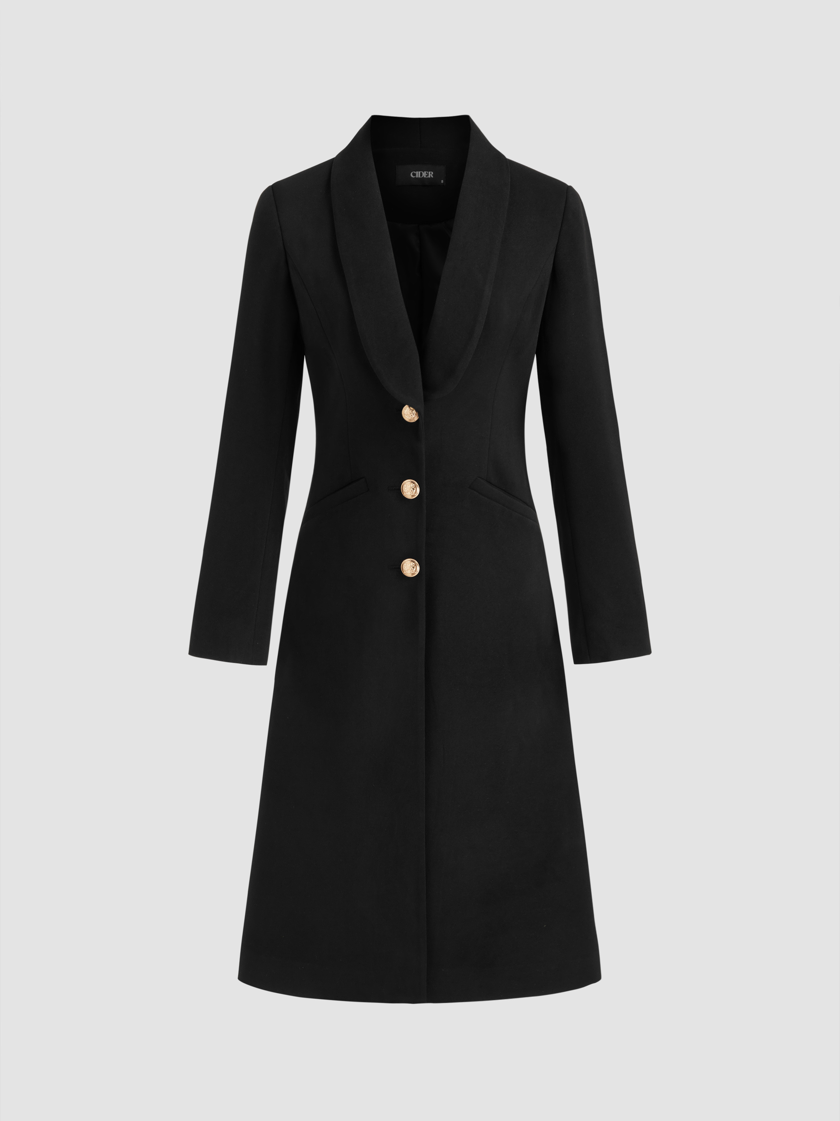 Wool-like fabrics Wool-look V-neck Pocket Coat For Work | Cider