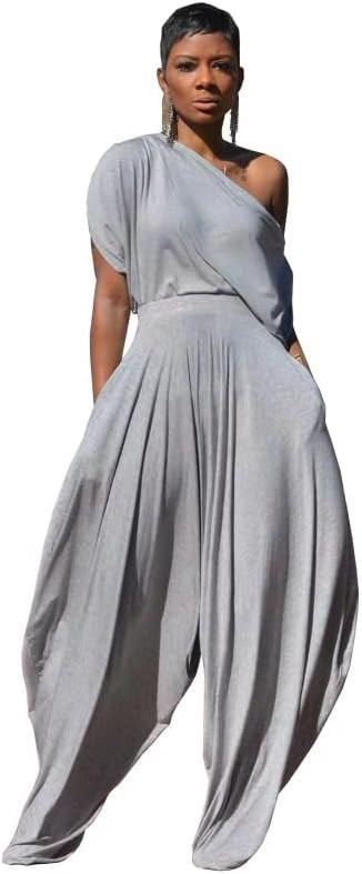 heyheyshine Hip Hop Women 2pcs Set Off Shoulder T-Shirt Tops and Loose Haren Pants Suit Sweatsuit... | Amazon (US)