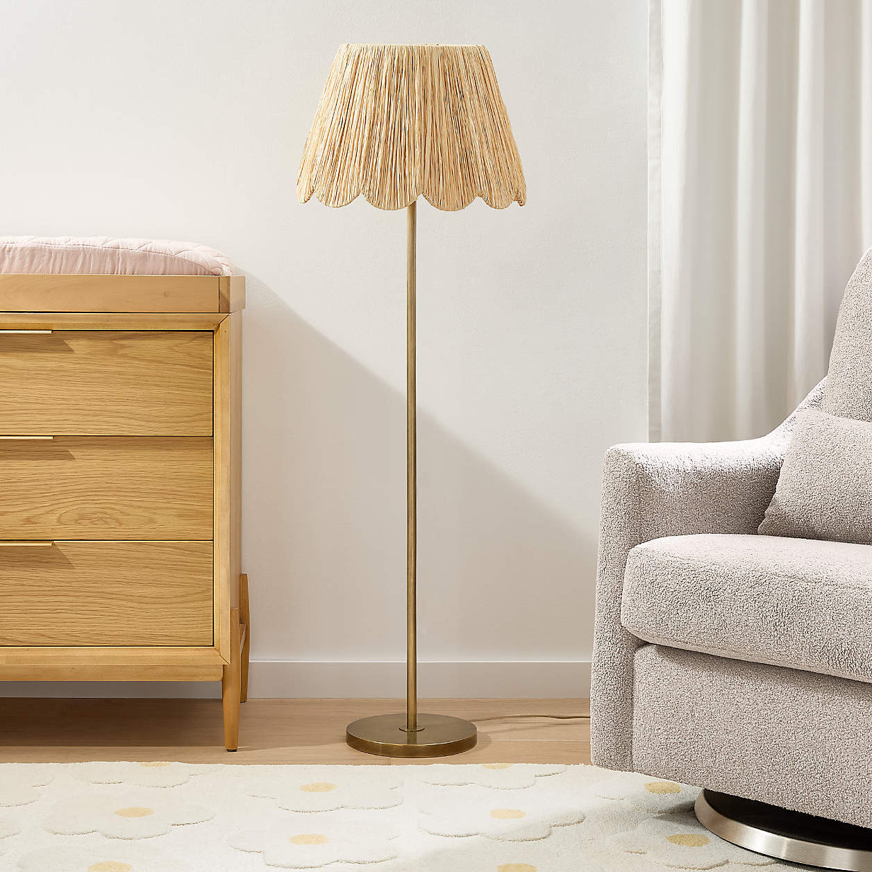 Greta Scalloped Raffia Floor Lamp + Reviews | Crate & Kids | Crate & Barrel