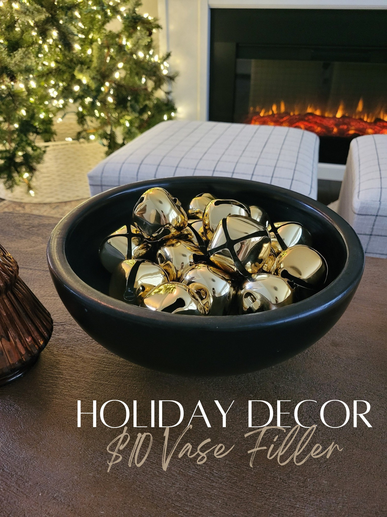 Holiday decor - I found the perfect gold bell vase and decorative bowl filler for Christmas and it's only $10! Perfect for your living room coffee table or holiday console table styling!

#LTKHoliday #LTKHome