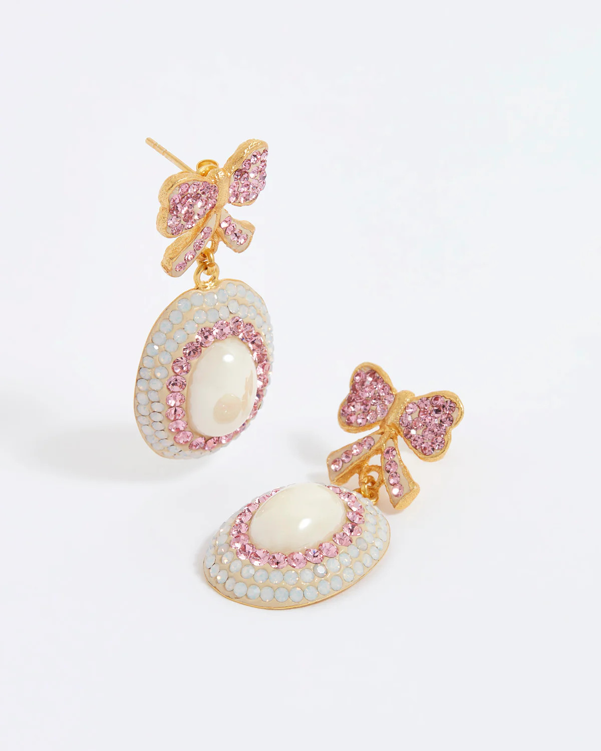 Bow Drop Earrings, Pink | Soru Jewellery