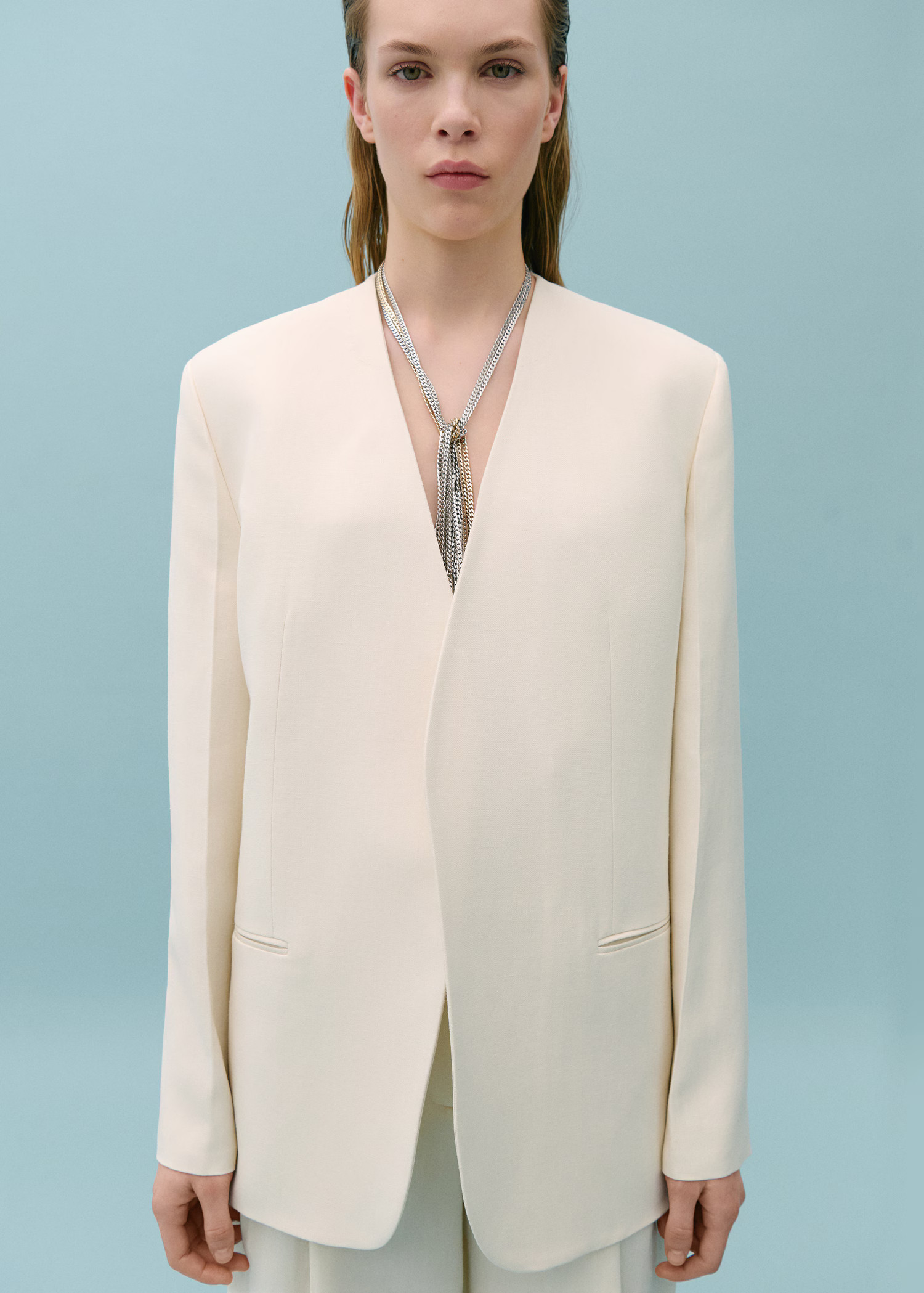 Suit blazer without lapels | MANGO (US)
