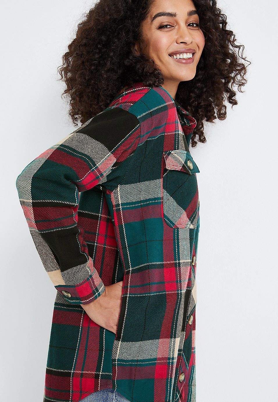 Green Plaid Flannel Shacket | Maurices