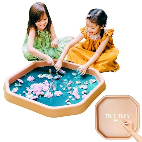 Learning Through PLAYtrays Tuff Tray (Small Brown), Sensory Tray with Textured Surface, Montessori Toy, Sand & Water Table, Sensory Bin for Toddlers and Kids | Amazon (US)