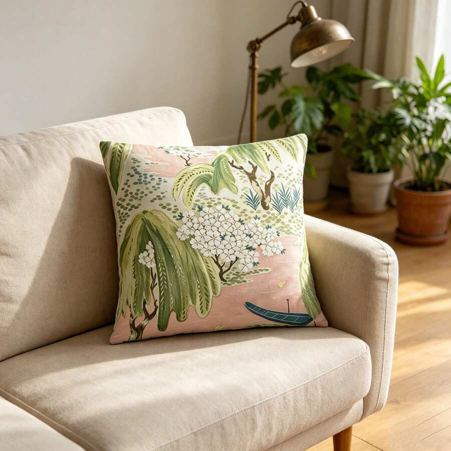 LocalPillow Cover, Chinoiserie Cherry Pillow Cover, Blush Pink Decorative Throw Pillow Cover | SHEIN