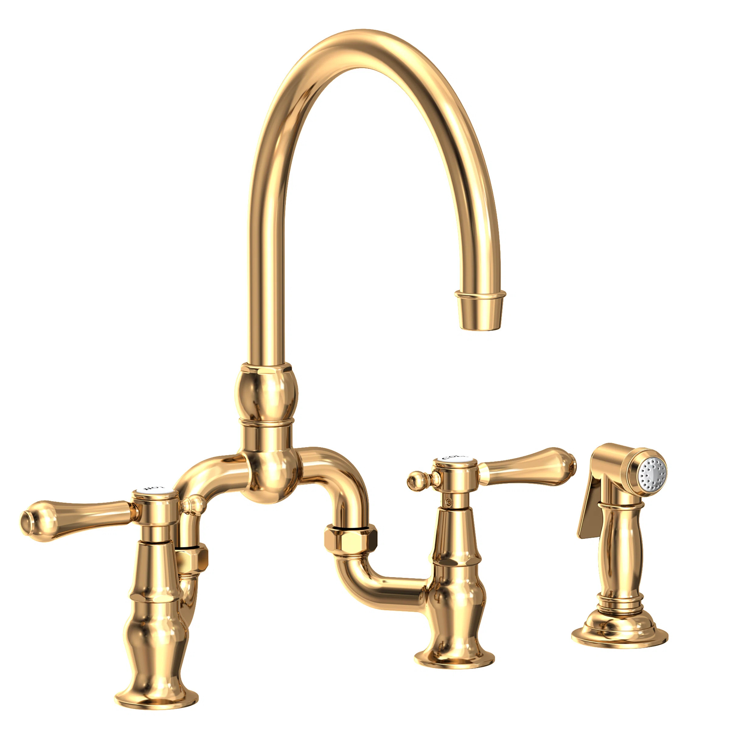 Newport Brass Chesterfield Kitchen Bridge Faucet with Side Spray | Perigold | Perigold