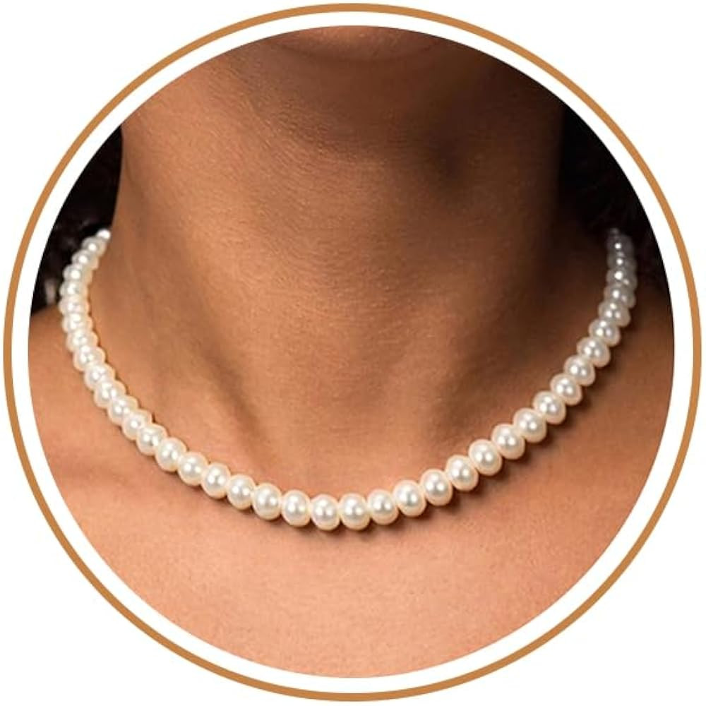 Pearl Strand Necklace for Women 5mm/8mm/10mm Trendy Pearl Strand Choker Beaded Adjustable Necklac... | Amazon (CA)