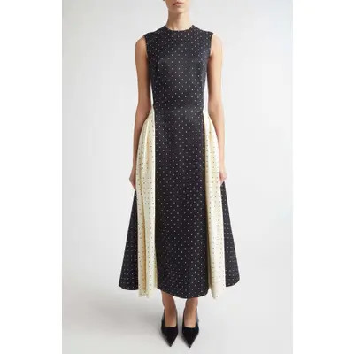 Lela Rose Alexis Polka Dot Jacquard Midi Dress in Black at Nordstrom, Size 6 | Nordstrom