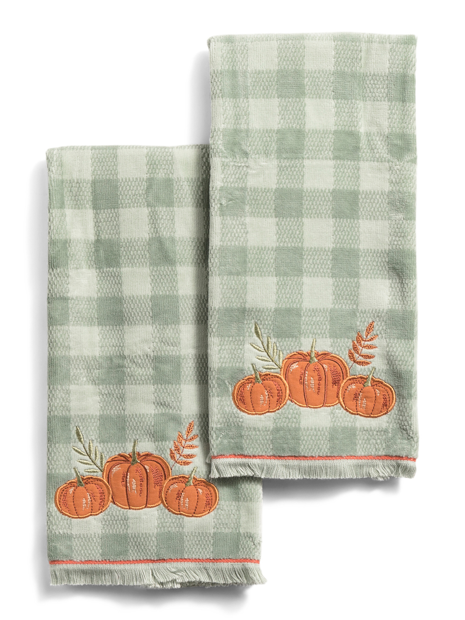 Set Of 2 Gingham Pumpkin Hand Towels | Bed & Bath | Marshalls | Marshalls