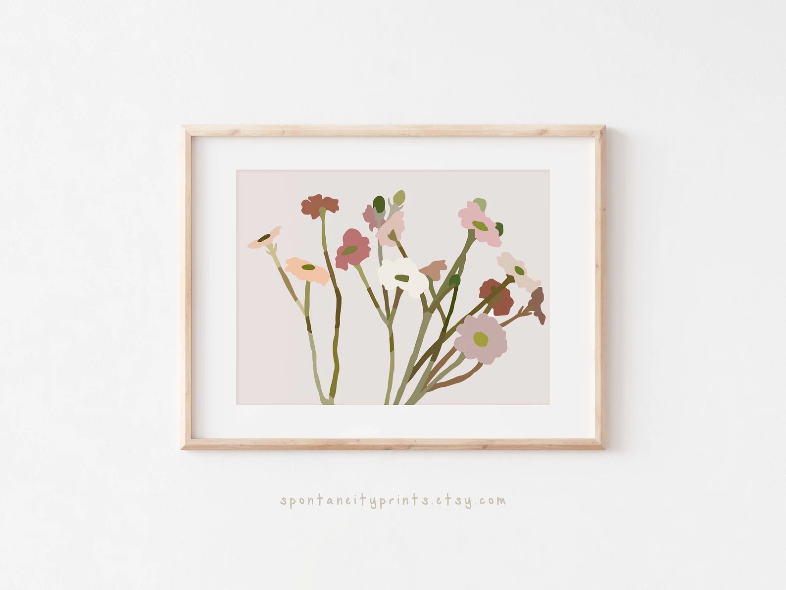 Rosewood Pink Wildflower Wall Art Print, Wild Flower Girl Room Decor, Simple Floral Artwork | 6x8... | Etsy (US)