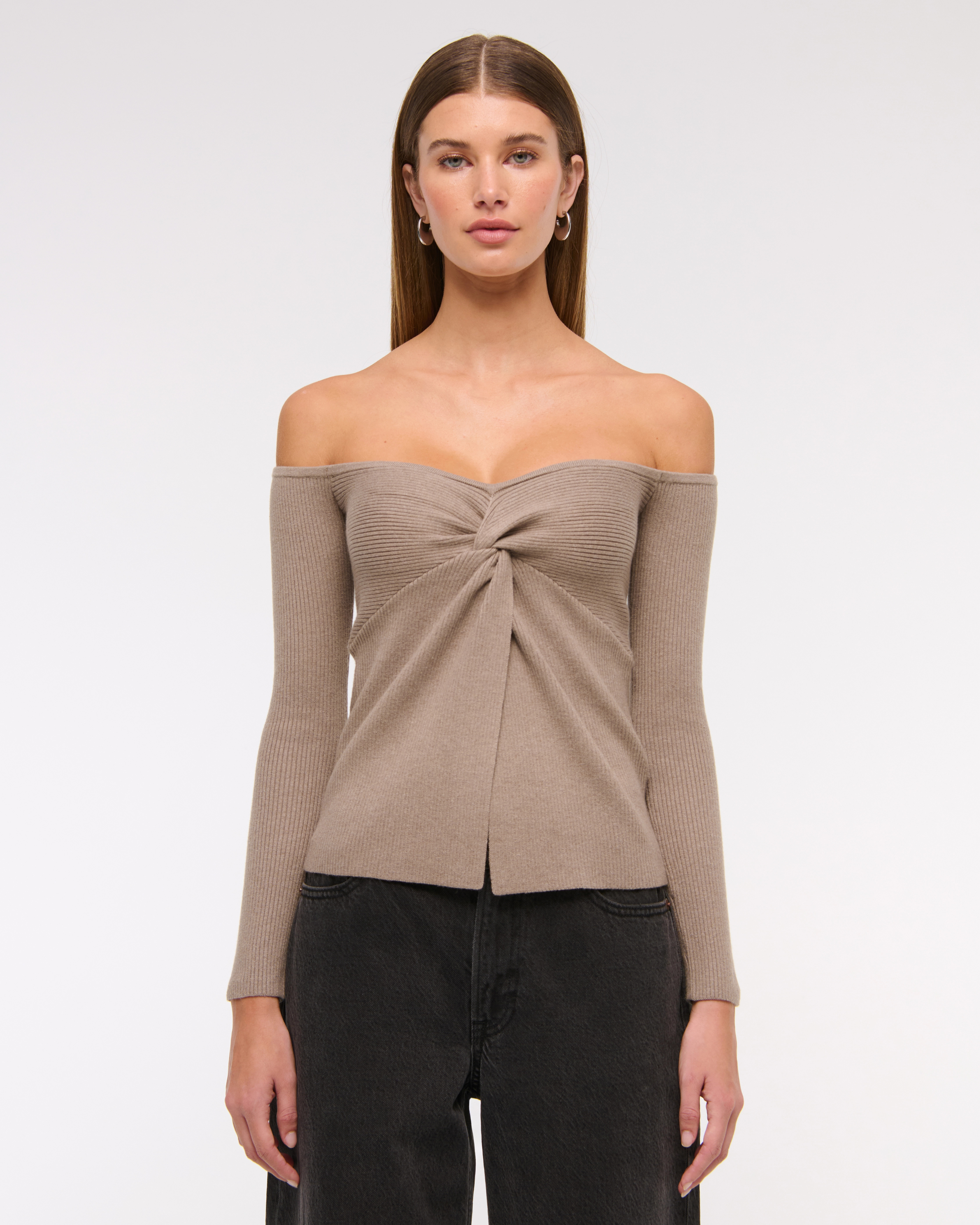 Off-The-Shoulder Twist Sweater Top | Abercrombie & Fitch (US)