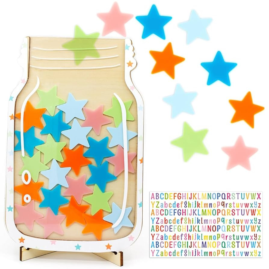 Personalized Stars Reward Jar for Kids, DIY, with Colorful Letter Stickers, Potty Training Reward... | Amazon (US)