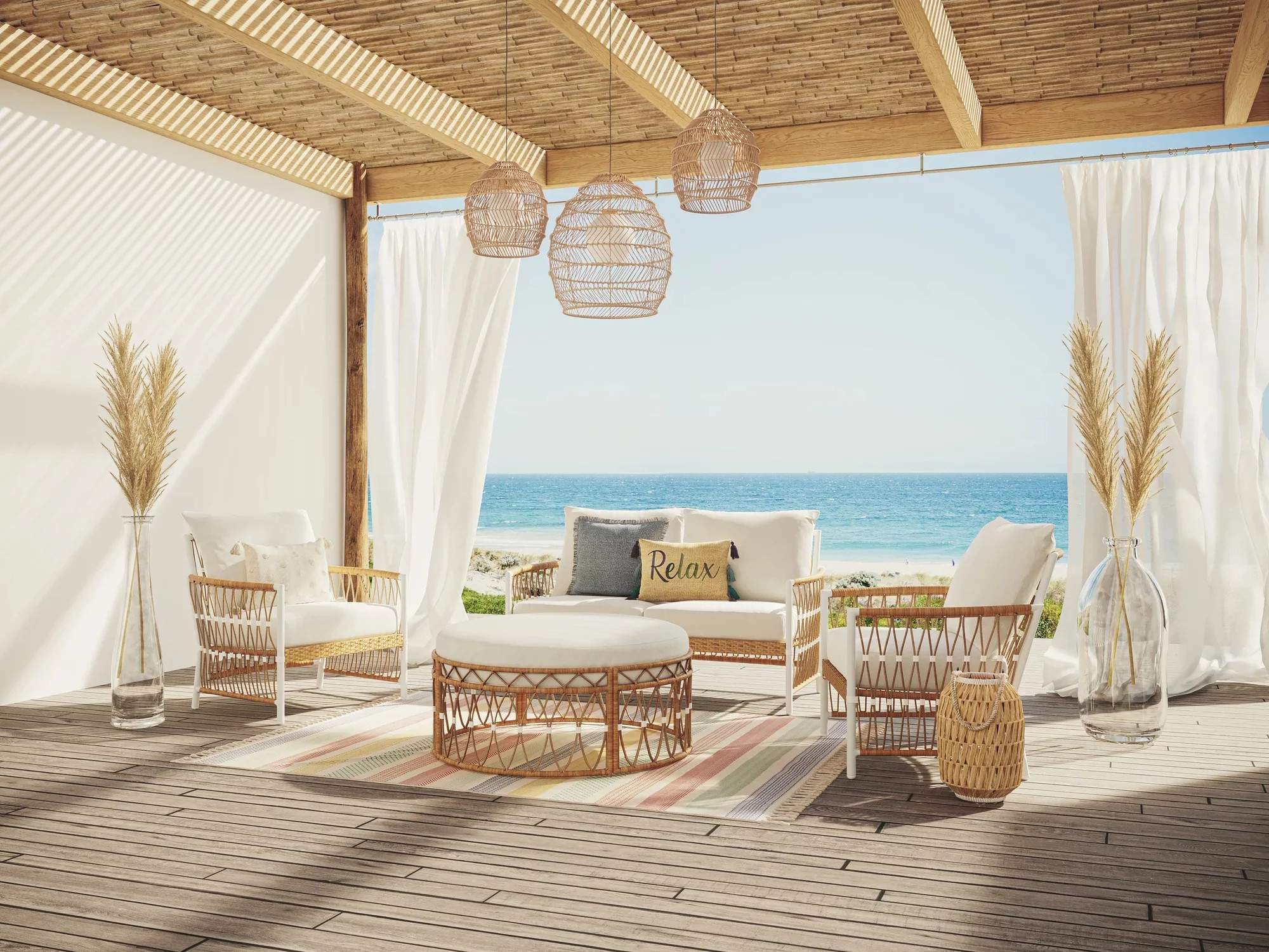 Better Homes & Gardens Lilah 2-Piece Outdoor Wicker Loveseat and Ottoman, White - Walmart.com | Walmart (US)