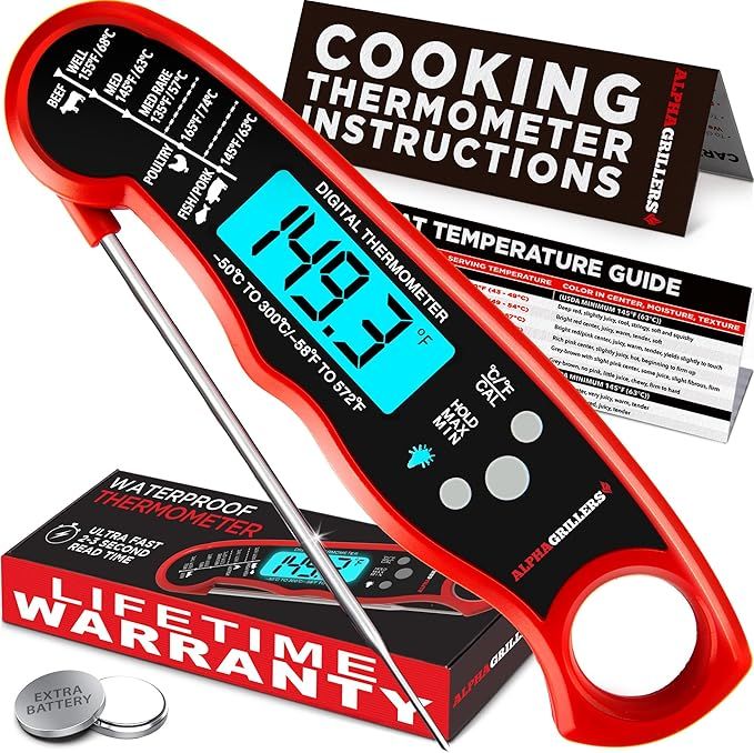 Alpha Grillers Instant Read Meat Thermometer for Grill and Cooking. Best Waterproof Ultra Fast Th... | Amazon (US)