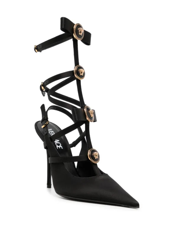 Gianni Ribbon caged satin pumps | Farfetch Global