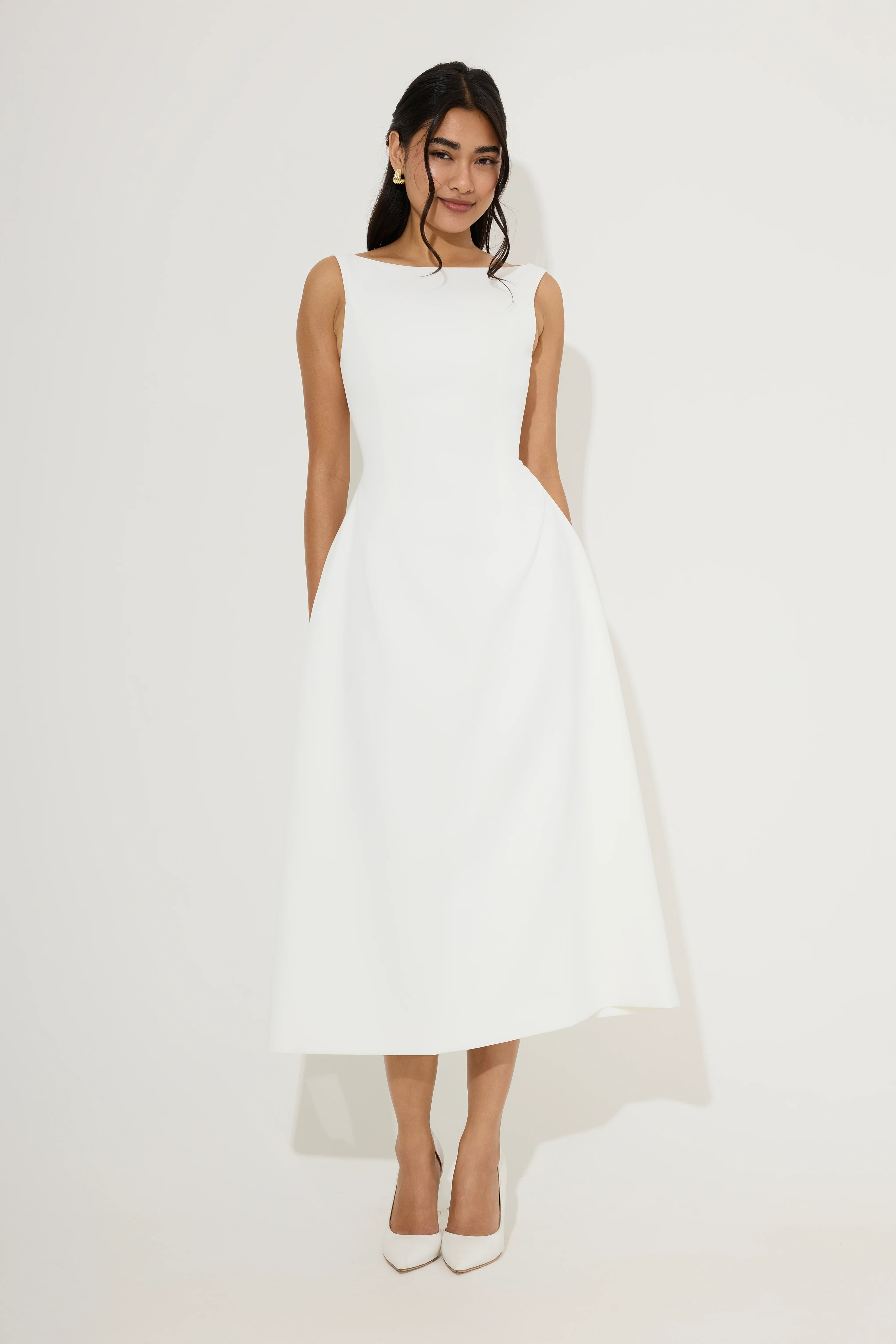 Straight Neck Midi Dress | Odd Muse