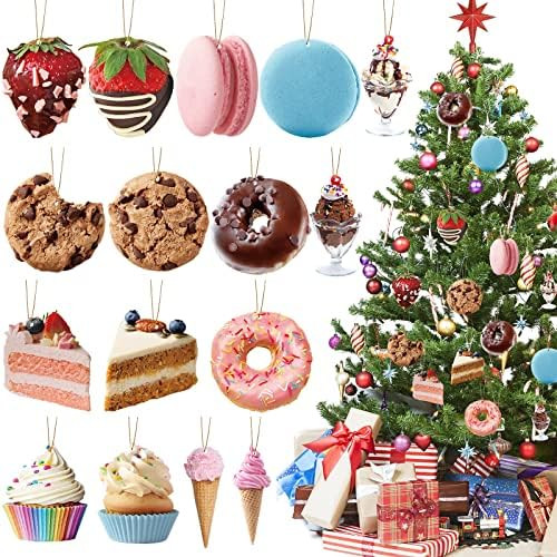 32 Pieces Christmas Wooden Ornaments Set Christmas Dessert Wooden Ornaments Christmas Candy Cooki... | Amazon (US)