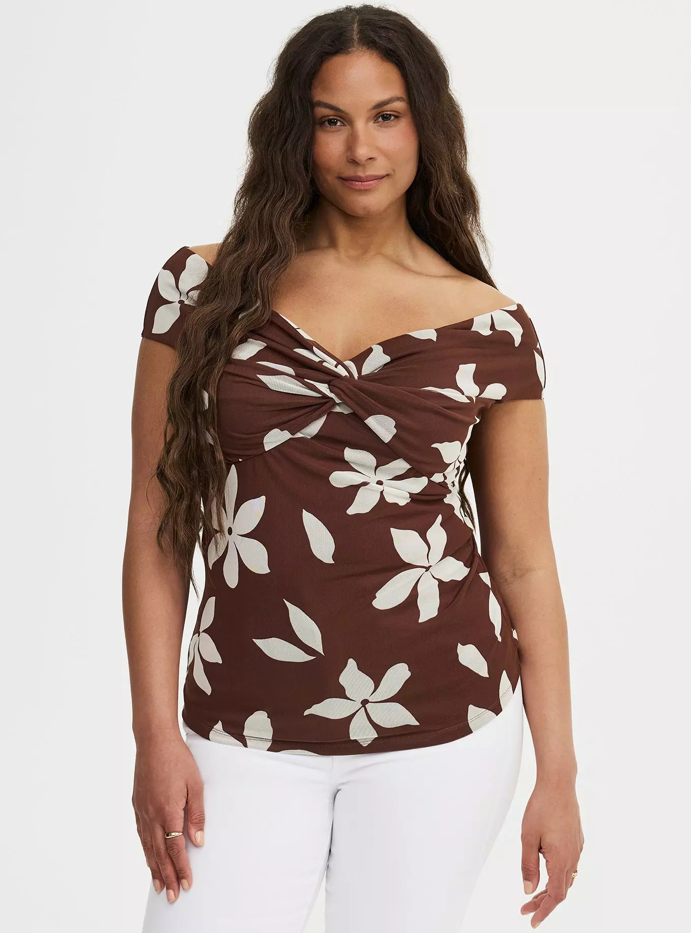 Mesh Twist Off-Shoulder Top | Torrid (US & Canada)