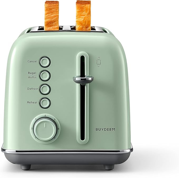 BUYDEEM DT620 2-Slice Toaster, Extra Wide Slots, Retro Stainless Steel with High Lift Lever, Bage... | Amazon (US)