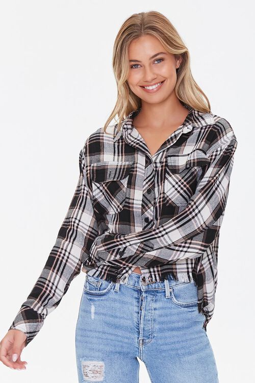 Frayed High-Low Plaid Shirt | Forever 21 (US)