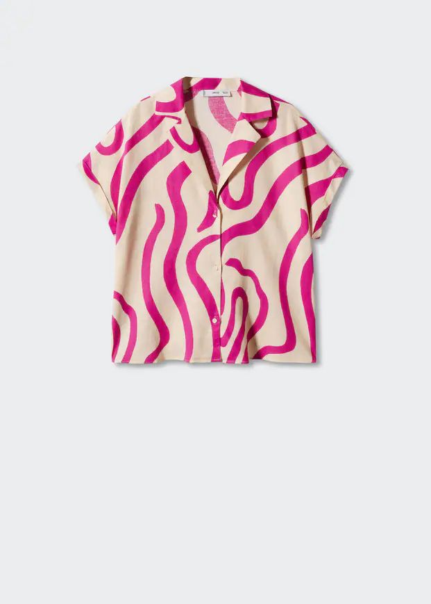 Printed linen shirt | MANGO (US)