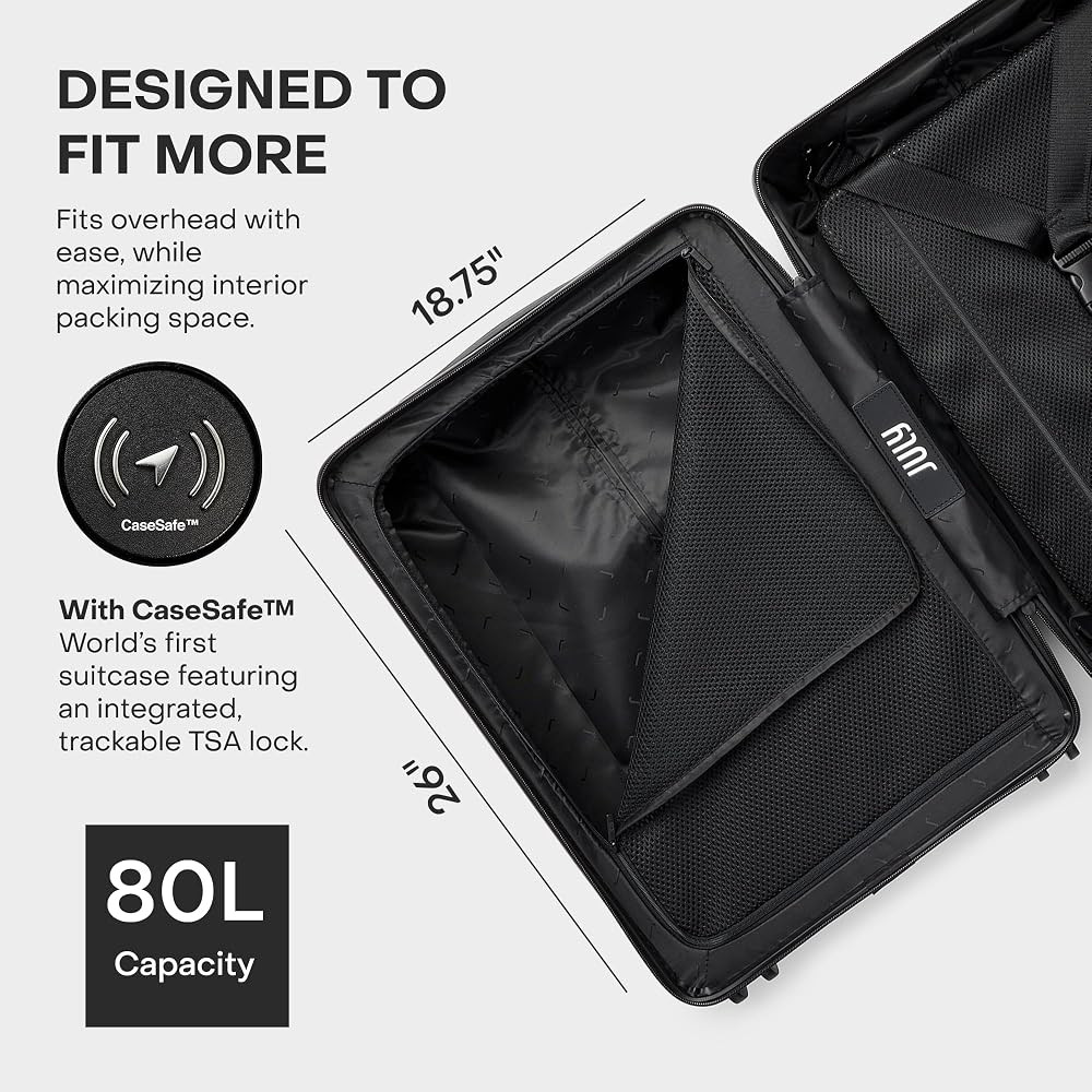 July Checked with CaseSafe - 24.5" Built in Tracking, Airline Approved Check In Luggage with Whee... | Amazon (US)
