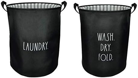 Rae Dunn Set of 2 Soft Hampers - for Bedroom, Bathroom, Nursery, Dorm - Fabric Home Décor | Amazon (US)