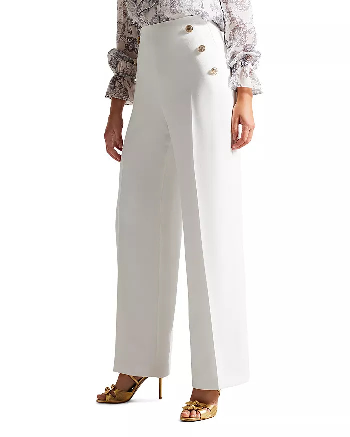 LLAYLAT High Waisted Wide Leg Twill Trousers | Bloomingdale's (US)