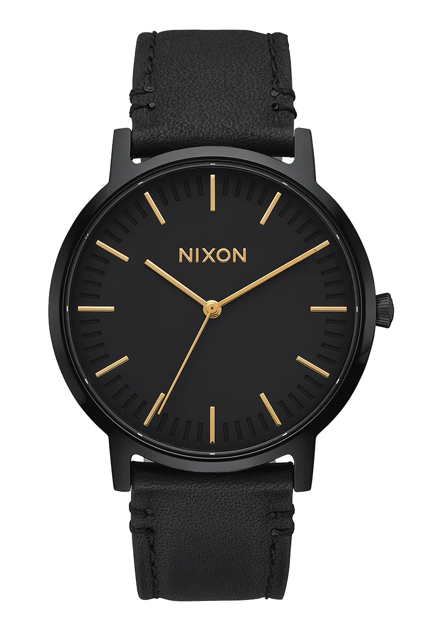 Porter Leather Watch | All Black / Gold | Unisex Leather | Nixon (US & Canada)