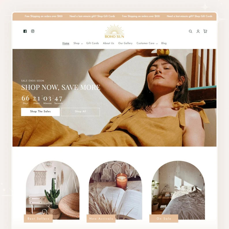 Boho Sun Boho Shopify Theme Fashion Shopify Template Sophisticated & Minimalist Design Editable C... | Etsy (US)