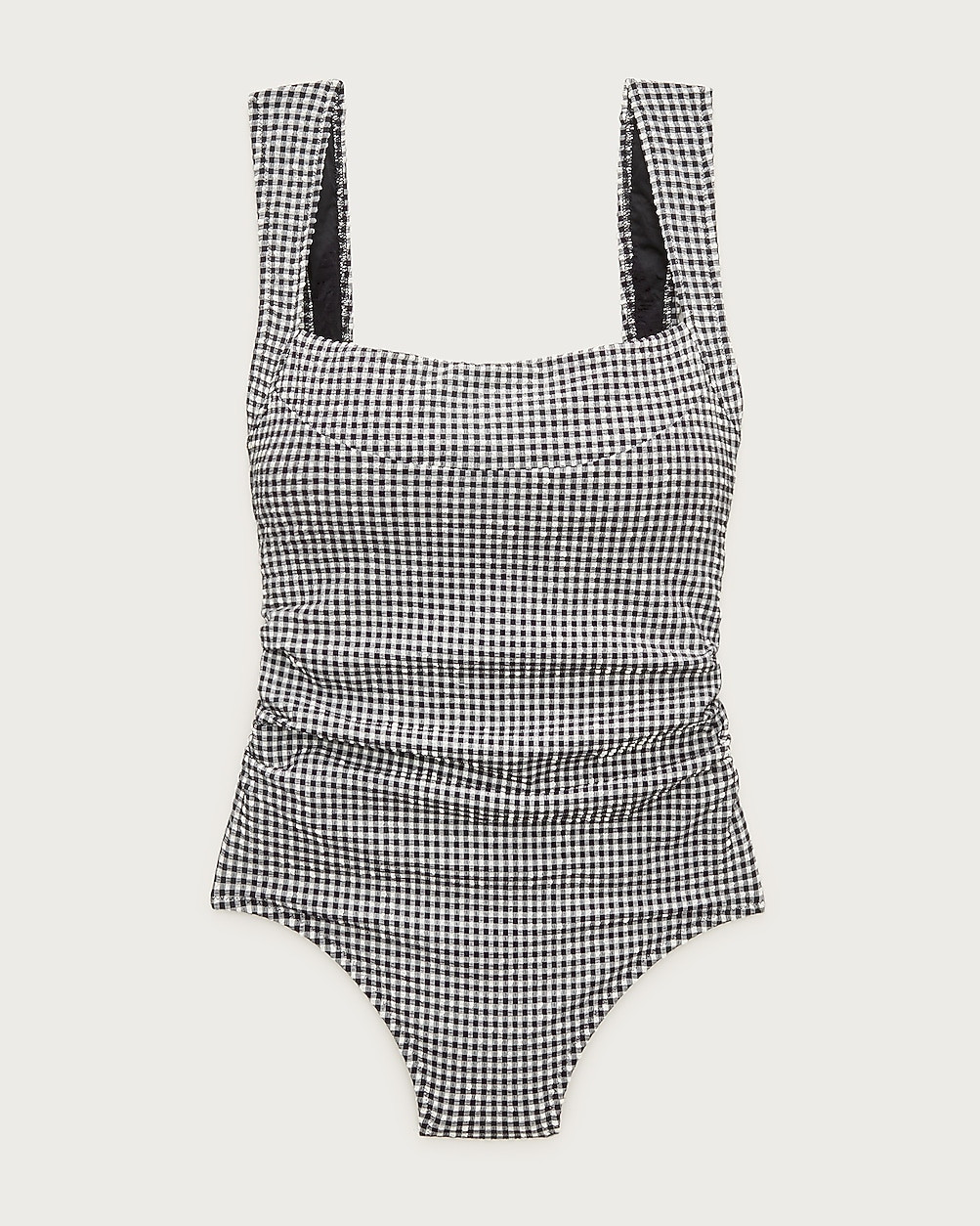Nia ruched squareneck one-piece in gingham | J. Crew US