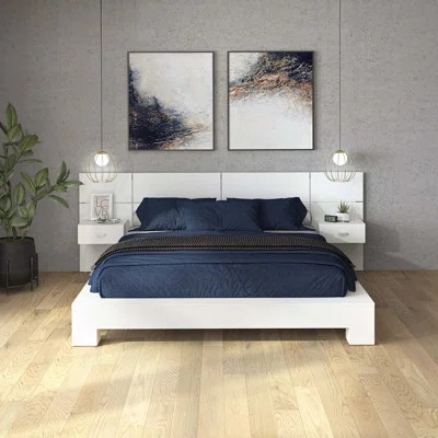 Zen Bedroom - Platform Bed with Headboard and Nightstands (2) – Easy Assembly, No Box Spring Required | Wayfair North America