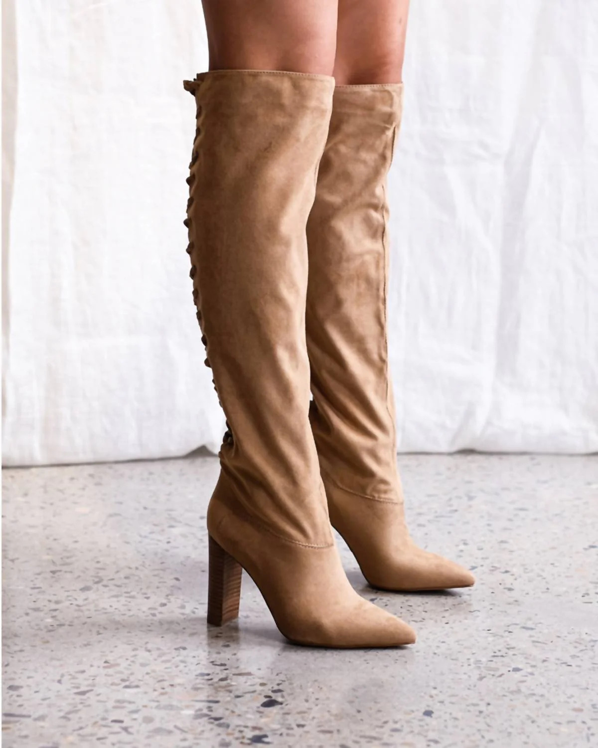Kimba Latte Suede Boot In Brown | Shop Simon