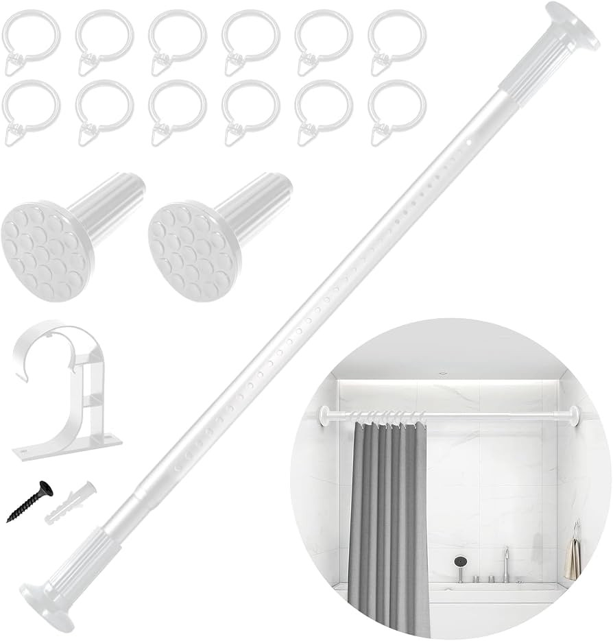 ZOCONE Tension Curtain Rod, 51-168 Inches Adjustable Closet Tension Rod Rust-free No Drilling Sho... | Amazon (US)