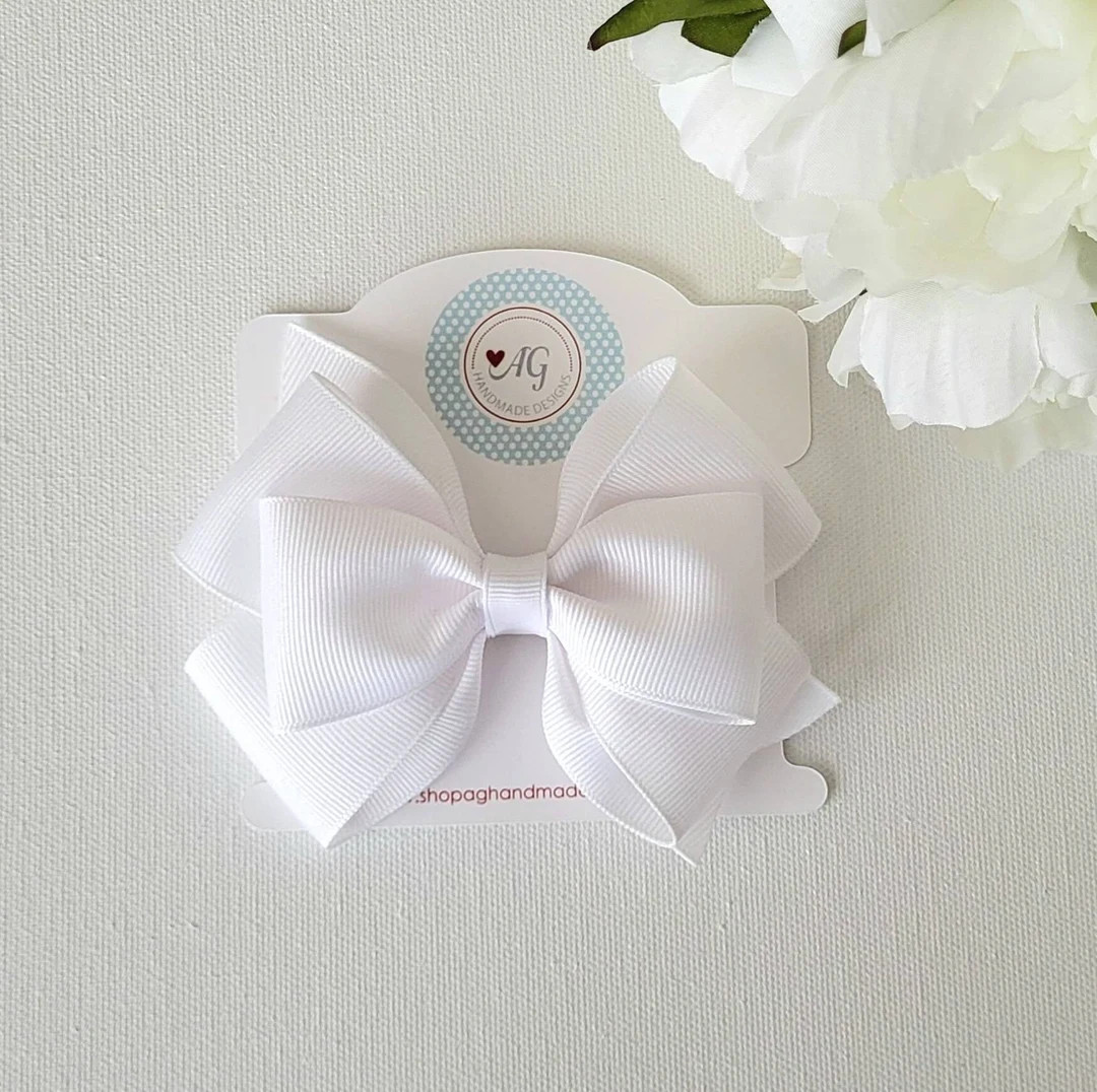 CHOOSE YOUR STYLE Hair Bow, White Hair Bows, Solid Color Hair Bow, Girl Hair Bow, Toddler Hair Bo... | Etsy (US)