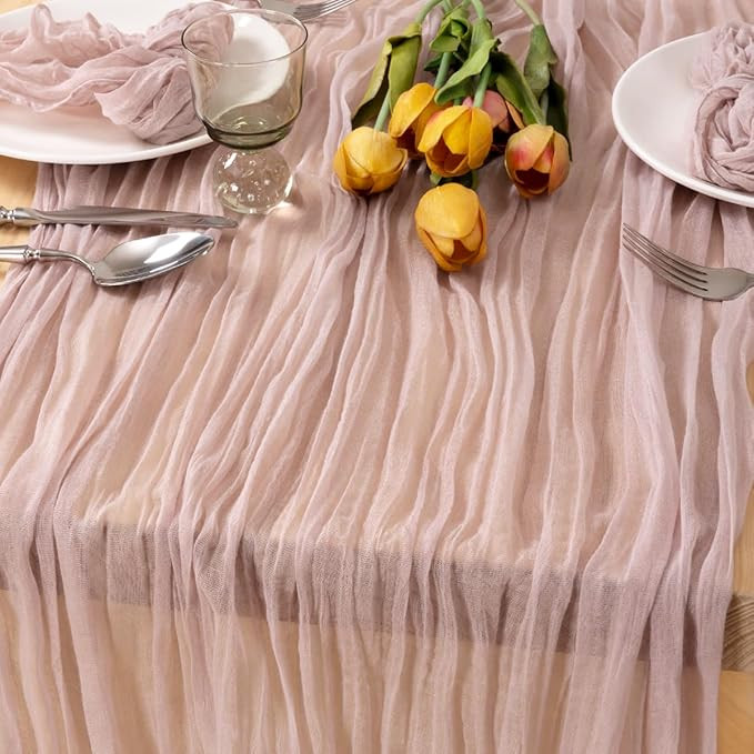 Cheesecloth Table Runner 10ft Gauze Boho Dusty Pink Cheese Cloth Table Runner 35x120 Inches for W... | Amazon (US)