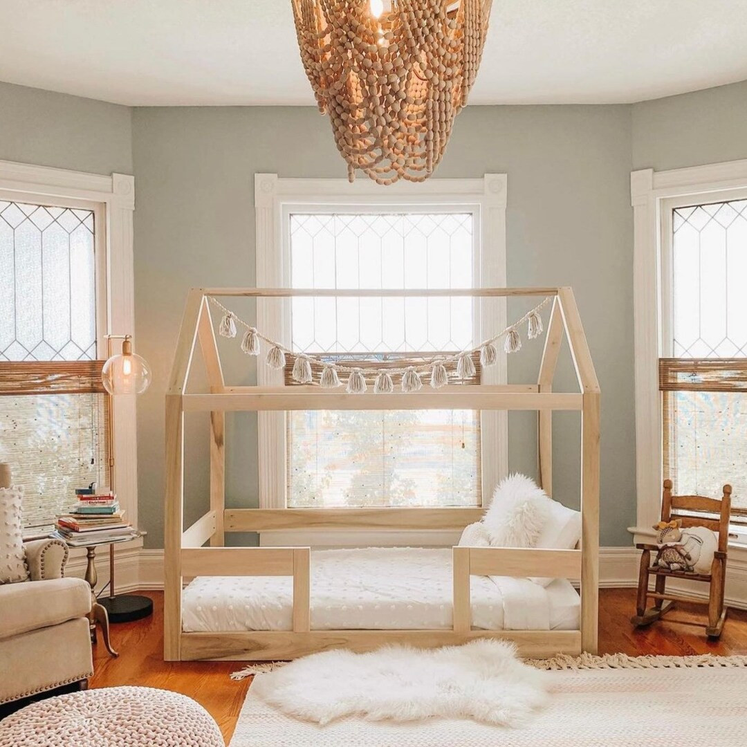 Montessori Floor House Bed Frame: Twin to Queen Size, Railings & Slats, Usa-made for Toddlers - E... | Etsy (US)