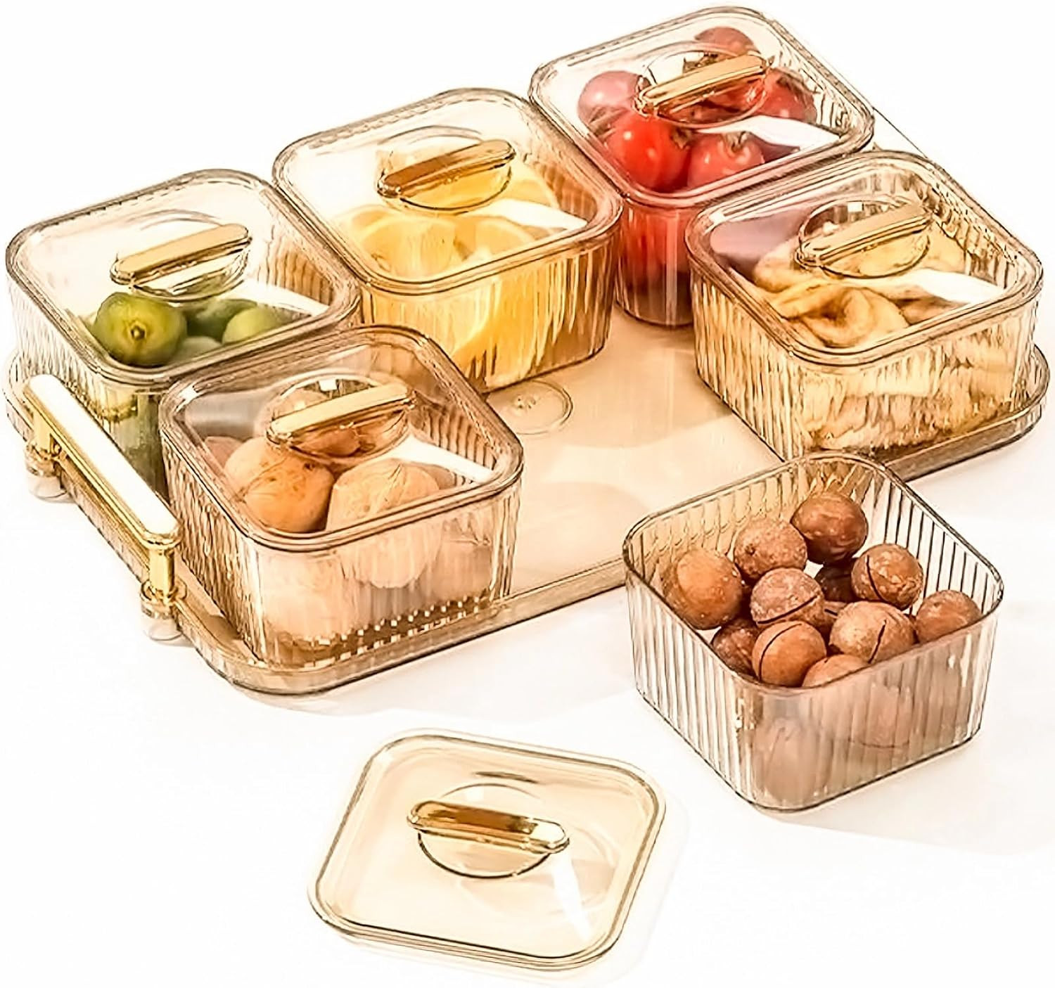 WUWEOT Nut and Candy Serving Tray, Divided Snack Serving Bowls, Plastic Compartment Appetizer Foo... | Amazon (US)
