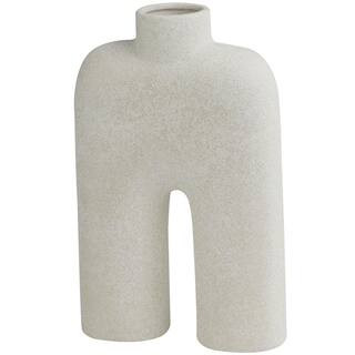 Litton Lane White Arched Ceramic Abstract Decorative Vase | The Home Depot