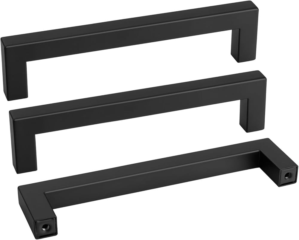 Goldenwarm 10 Pack Black Square Bar Cabinet Pull Drawer Handle Stainless Steel Modern Hardware fo... | Amazon (US)
