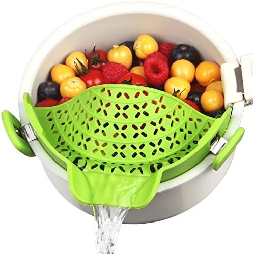 Pasta Strainer and Pot Strainer Kitchen Gadgets - Adjustable Silicone Clip On Strainer for Pots P... | Amazon (US)