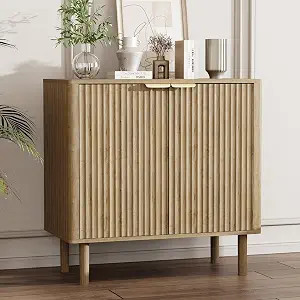 Sideboard Buffet Cabinet with Storage, Modern Fluted Accent Credenza with Doors & Adjustable Shel... | Amazon (US)