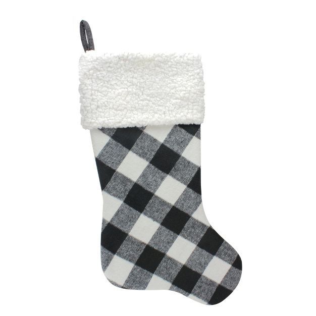 Northlight 23" Black and White Rustic Checkered Christmas Stocking | Target