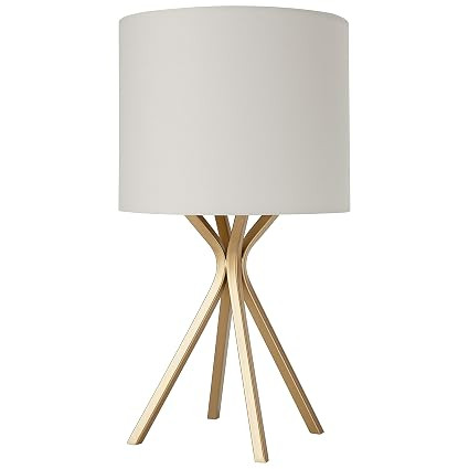 Rivet Gold Bedside Table Desk Lamp with Light Bulb - 10 x 10 x 18 Inches, Linen Shade | Amazon (US)