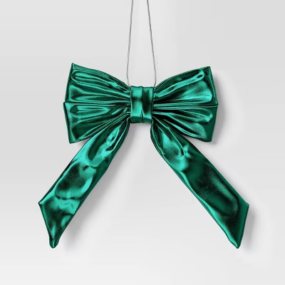 6.75" Christmas Metallic Bow Ornament Green - Wondershop™ | Target