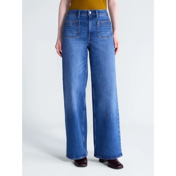 Free Assembly Women's and Women's Plus The Larchmont High Rise Patch Pocket Jeans, 32" Inseam, Si... | Walmart (US)