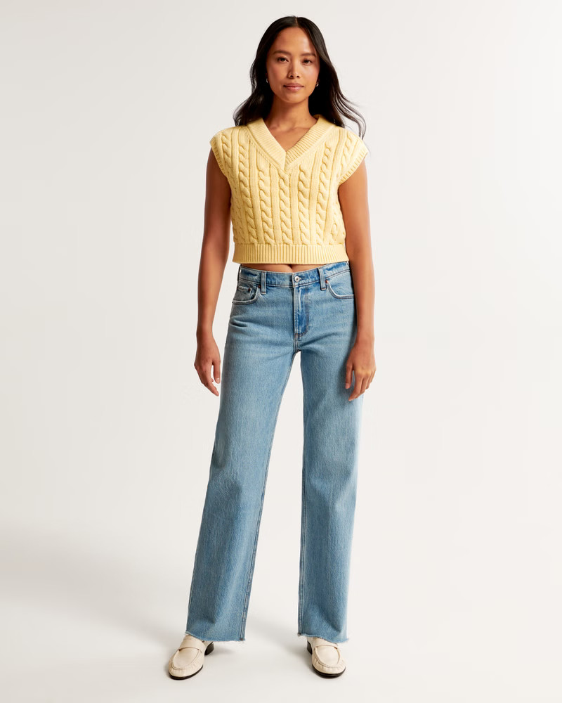 Women's Cable V-Neck Sweater Vest | Women's Tops | Abercrombie.com | Abercrombie & Fitch (US)