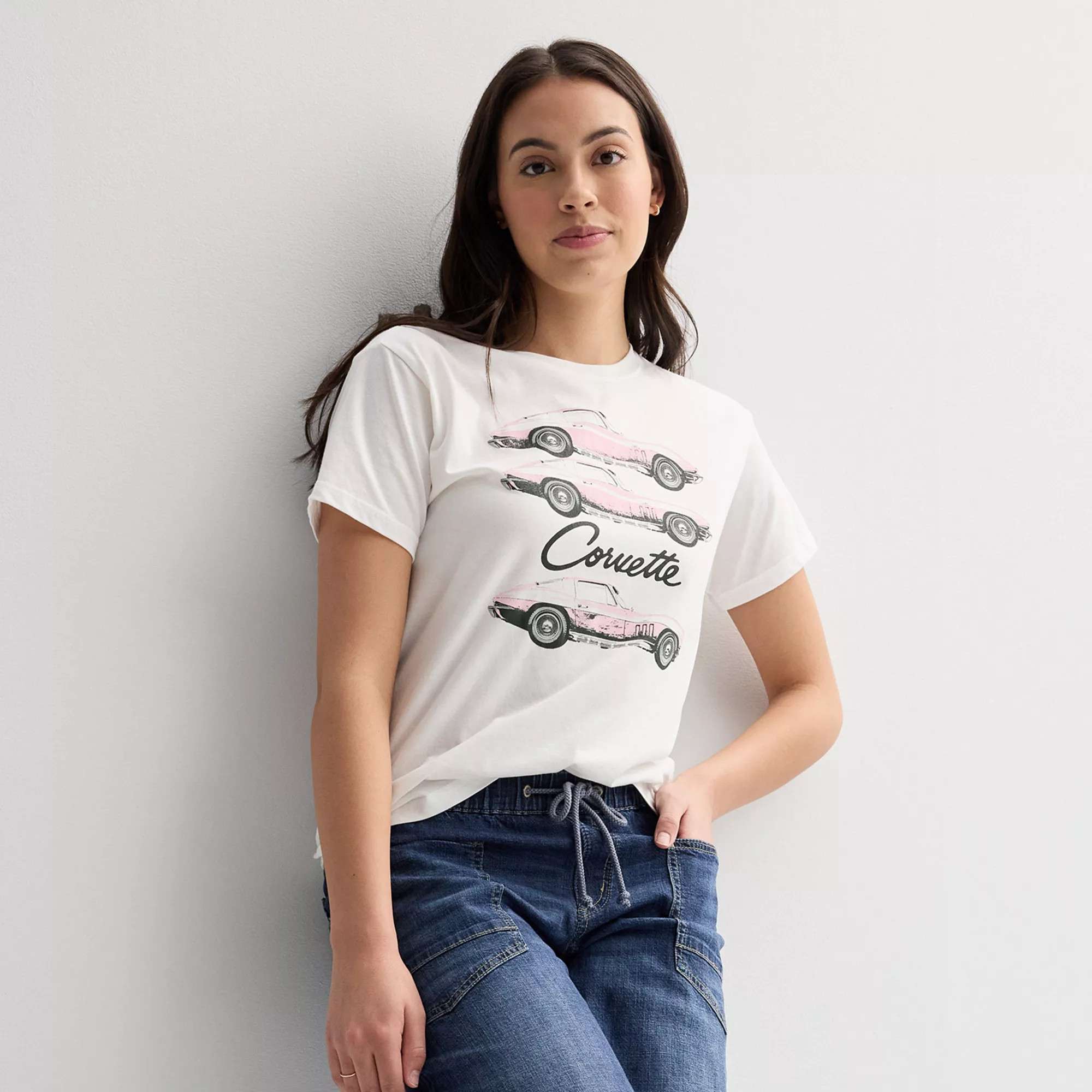 Juniors' Vintage Corvette Cars Stacked Graphic Tee | Kohl's