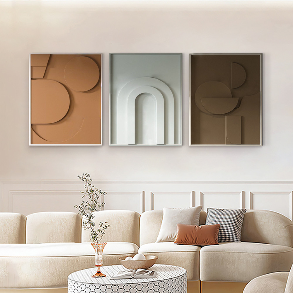 3 Pieces Geometric Abstract Wall Art Decor Set Modern Canvas Print Living Room | Homary